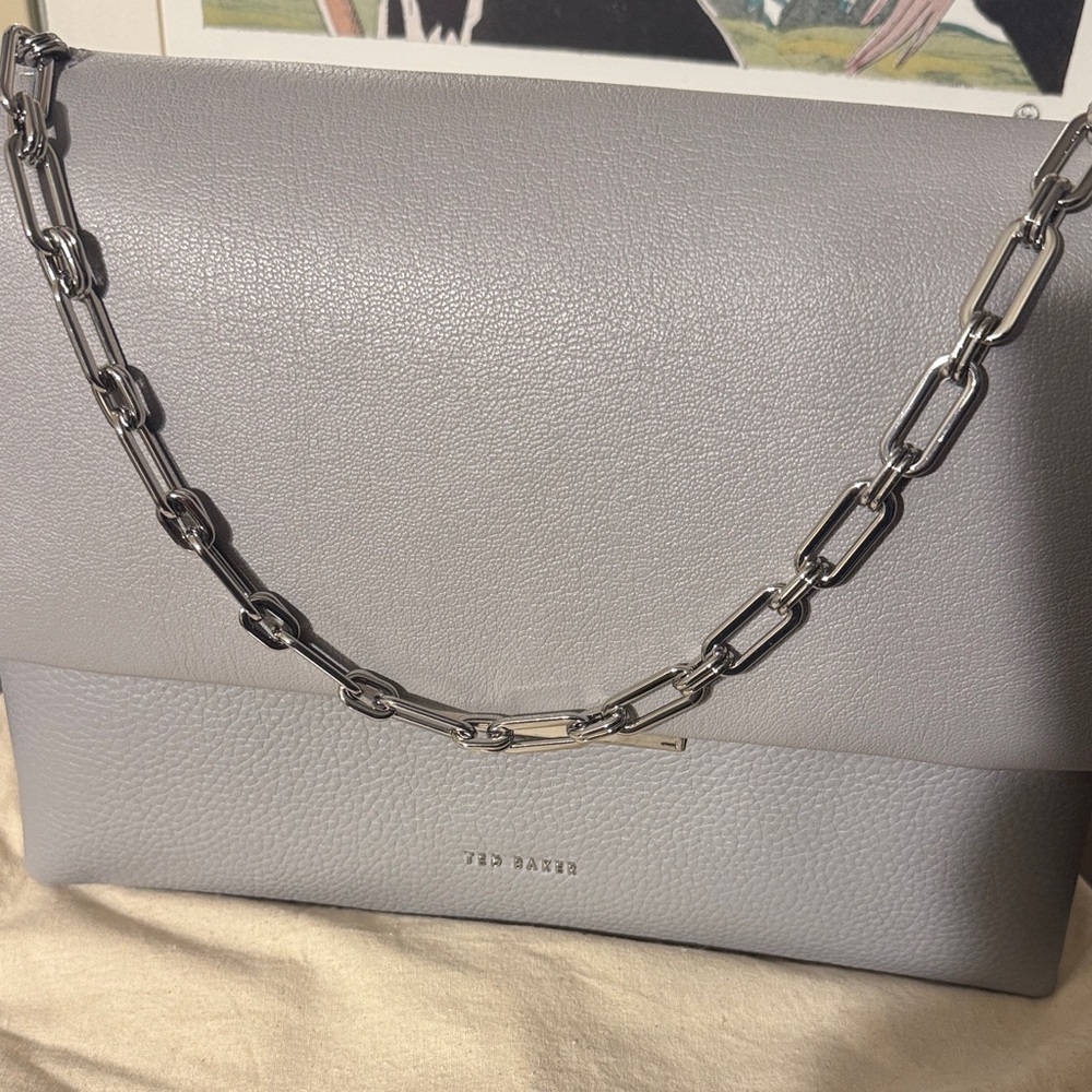 Ted Baker Silver Chain Gray Shoulder Bag